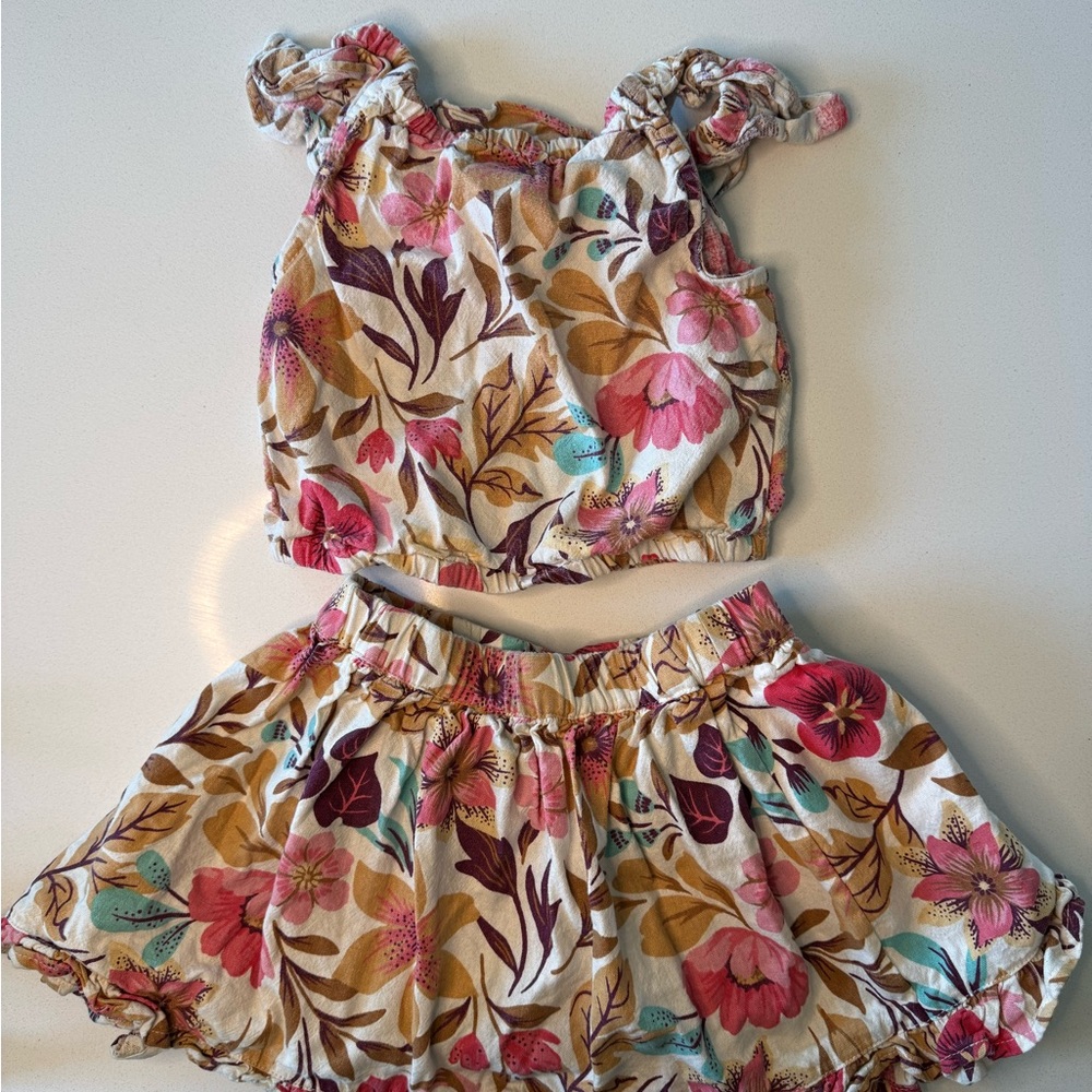 Sigrid Olsen Kids Floral 2-Piece Set: Crop Top & Ruffle Skirt SZ XS (4) - Picture 3 of 3
